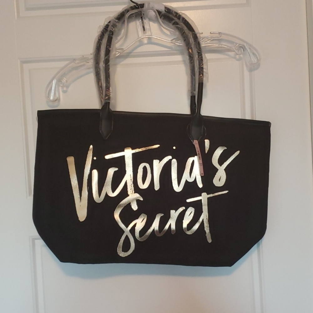 NWT Victoria's secret black and gold open tote